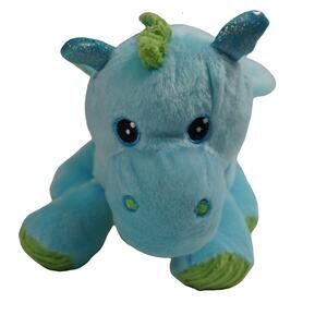 Plush winged dinosaur rattle toy blue green Spark Create Imagine